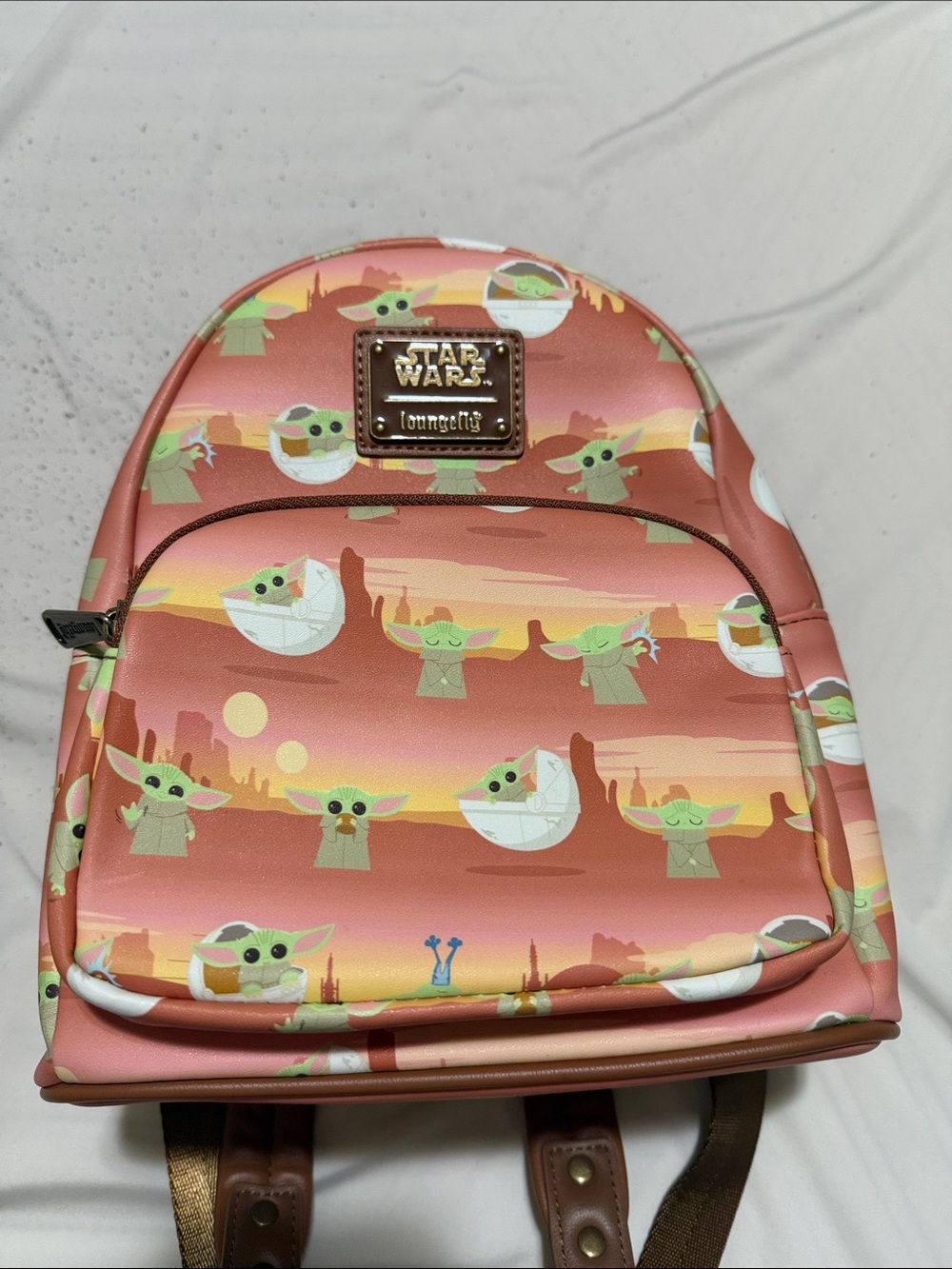 Loungefly Star Wars Grogu Patterned Pink Kids Backpack